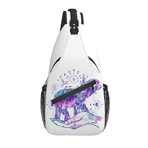 Sling Bag Purple Elephant Magic Boho Wandern Daypack Crossbody Schulterrucksack Reise Brusttasche für Männer Frauen von Lawenp