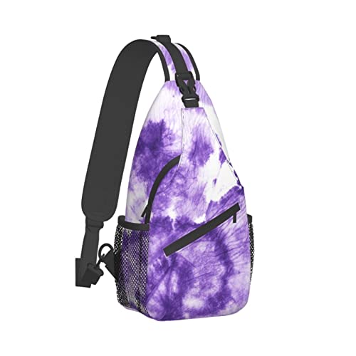 Sling Bag Purple Swirl Tie Dye Spiral Wandern Daypack Crossbody Schulterrucksack Reise Brusttasche für Männer Frauen von Lawenp