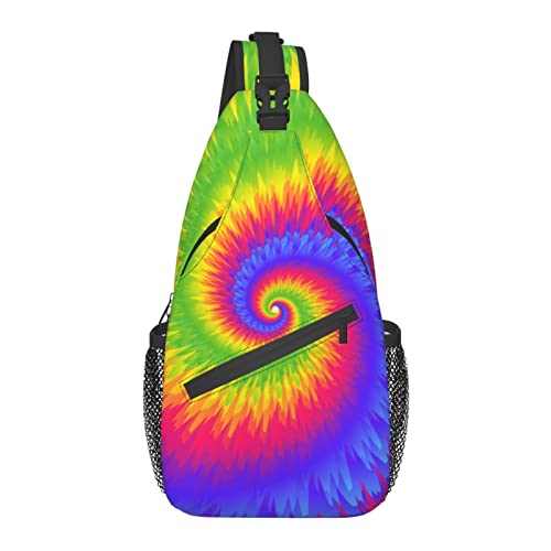 Sling Bag Spiral Tie Dye Colorful Pride Rainbow Wandern Daypack Crossbody Schulterrucksack Reise Brusttasche für Männer Frauen von Lawenp