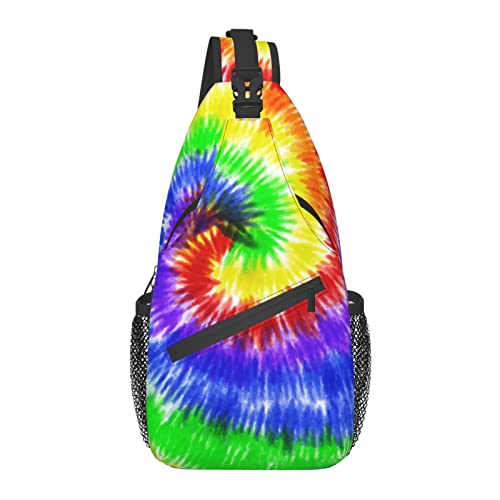 Sling Bag Spiral Tie Dye Colorful Pride Wandern Daypack Crossbody Schulterrucksack Reise Brusttasche für Männer Frauen von Lawenp