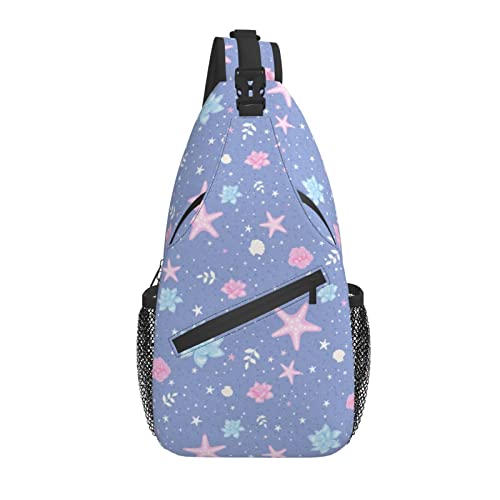 Sling Bag Starfish Seashell Purple Pastel Wandern Daypack Crossbody Schulterrucksack Reise Brusttasche für Männer Frauen Sling Bag Starfish Seashell Purple Pastel Wandern Daypack Crossbody Schulterrucksack Reise Brusttasche für Männer Frauen von Lawenp