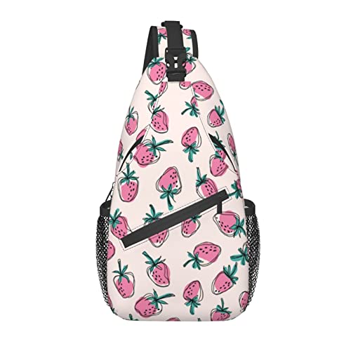 Sling Bag Strawberry Pink Fruit Wandern Daypack Crossbody Schulterrucksack Reise Brusttasche für Männer Frauen von Lawenp