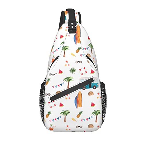 Sling Bag Summer Beach Palm Tree Childish Wandern Daypack Crossbody Schulterrucksack Travel Chest Pack für Männer Frauen von Lawenp