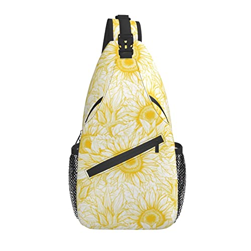 Sling Bag Sunflower Bright Yellow Floral Art Wandern Daypack Crossbody Schulterrucksack Reise Brusttasche für Männer Frauen von Lawenp