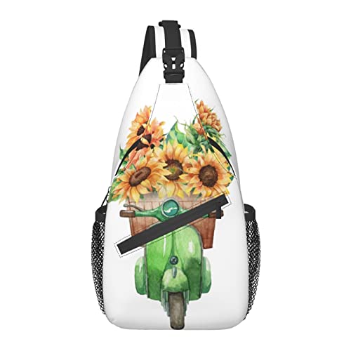 Sling Bag Sunflower Sommer Motorrad Land Wandern Daypack Crossbody Schulter Rucksack Reise Brusttasche für Männer Frauen von Lawenp