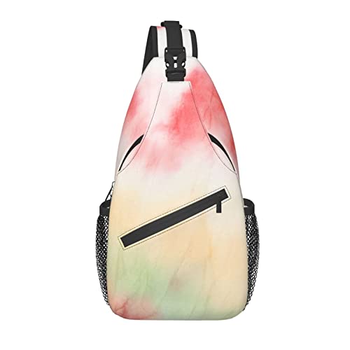 Sling Bag Tie Dye Pastell Regenbogen Wandern Daypack Crossbody Schulter Rucksack Reise Brusttasche für Männer Frauen von Lawenp