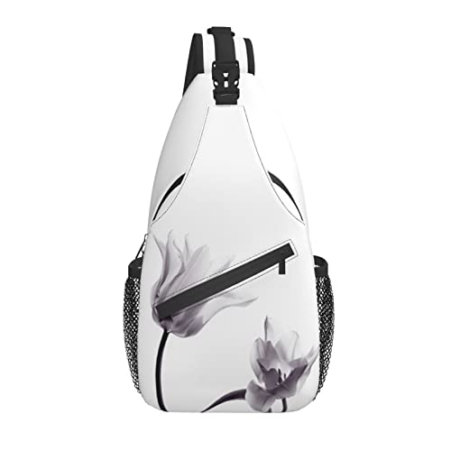 Sling Bag Transparent Tulip Flower Grey Wandern Daypack Crossbody Schulterrucksack Reise Brusttasche für Männer Frauen von Lawenp