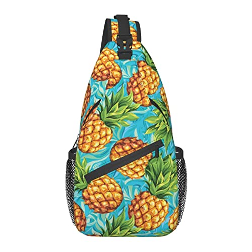 Sling Bag Tropical Pine Palm Leaf Teal Wandern Daypack Crossbody Schulterrucksack Reise Brusttasche für Männer Frauen Sling Bag Tropical Pine Palm Leaf Teal Wandern Daypack Crossbody Schulterrucksack Reise Brusttasche für Männer Frauen von Lawenp