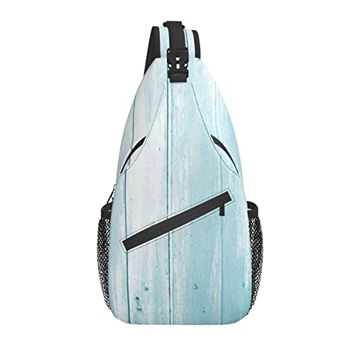 Sling Bag Türkis Pastell Holz Marine Wandern Daypack Crossbody Schulter Rucksack Reise Brusttasche für Männer Frauen von Lawenp