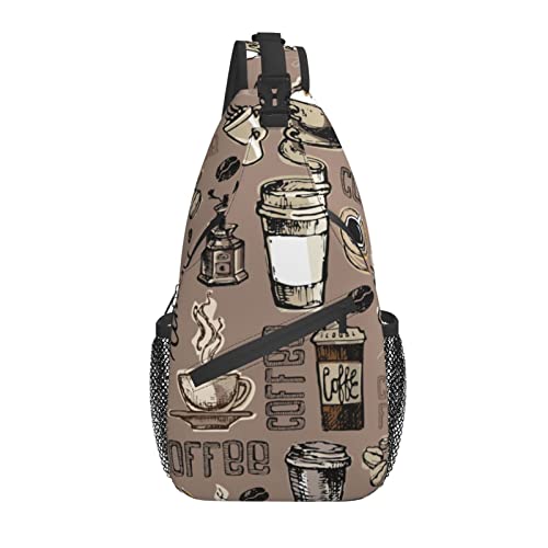 Sling Bag Vintage Coffee Cup Poster Wandern Daypack Crossbody Schulterrucksack Reise Brusttasche für Männer Frauen Sling Bag Vintage Coffee Cup Poster Wandern Daypack Crossbody Schulterrucksack Reise Brusttasche für Männer Frauen von Lawenp