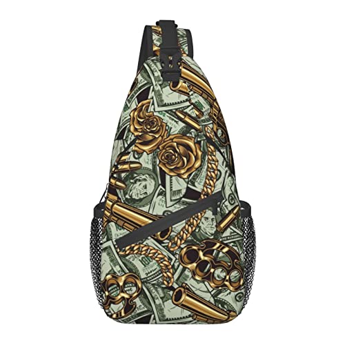 Sling Bag Vintage Dollar Muster Kette Wandern Daypack Crossbody Schulter Rucksack Reise Brusttasche für Männer Frauen Sling Bag Vintage Dollar Muster Kette Wandern Daypack Crossbody Schulter Rucksack Reise Brusttasche für Männer Frauen von Lawenp