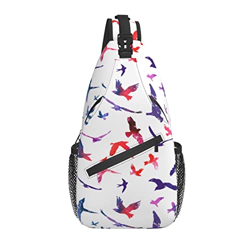 Sling Bag Vogel Abstrakte Kunst Frühling Wandern Daypack Crossbody Schulter Rucksack Reise Brusttasche für Männer Frauen von Lawenp