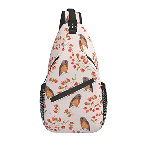 Sling Bag Vogel Herbst Beere Aquarell Wandern Daypack Crossbody Schulter Rucksack Reise Brusttasche für Männer Frauen Sling Bag Vogel Herbst Beere Aquarell Wandern Daypack Crossbody Schulter Rucksack Reise Brusttasche für Männer Frauen von Lawenp