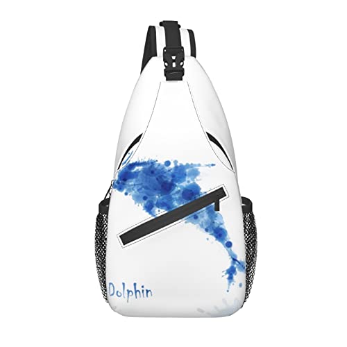 Sling Bag Wasserfarben Delphin Blau Meer Wandern Daypack Crossbody Schulter Rucksack Reise Brusttasche für Männer Frauen Sling Bag Wasserfarben Delphin Blau Meer Wandern Daypack Crossbody Schulter Rucksack Reise Brusttasche für Männer Frauen von Lawenp