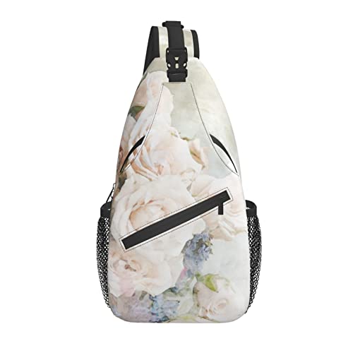Sling Bag White Rose Flower Floral Wandern Daypack Crossbody Schulterrucksack Reise Brusttasche für Männer Frauen von Lawenp