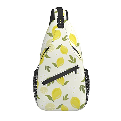 Sling Bag Zitronengelb Sommer Blume Wandern Daypack Crossbody Schulter Rucksack Reise Brusttasche für Männer Frauen von Lawenp