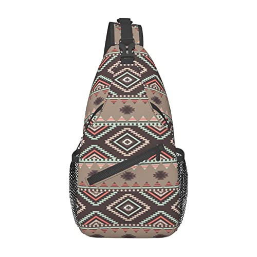 Sling Bag mit amerikanischem Ureinwohnermuster, lässige Crossbody-Umhängetasche, Wander-Tagesrucksack, Crossbody-Schulterrucksack, Reise-Brustrucksack für Männer und Frauen von Lawenp