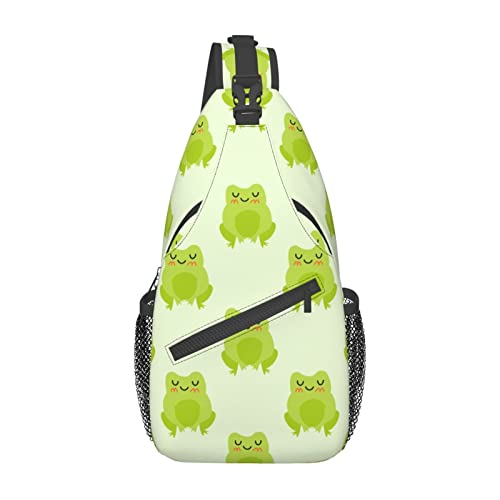 Sling Bag mit niedlichem Frosch-Cartoon-Print, Wander-Tagesrucksack, Crossbody-Schulterrucksack, Reise-Brustrucksack für Männer und Frauen von Lawenp