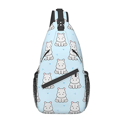 Süße Hippo Sling Bag Wandern Daypack Crossbody Schulterrucksack Reise Brusttasche für Männer Frauen von Lawenp