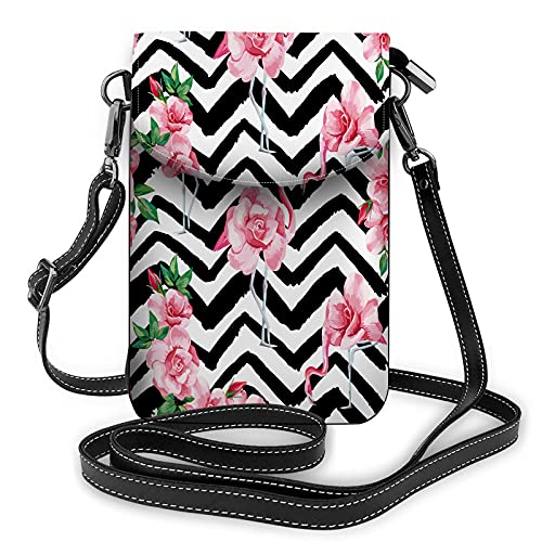 Tiergesicht Crossbody Handy Geldbörse Vintage Wolf Tiger Abstrakt Aztec Carnivore Predator Wild BlackWallet Handtasche von Lawenp