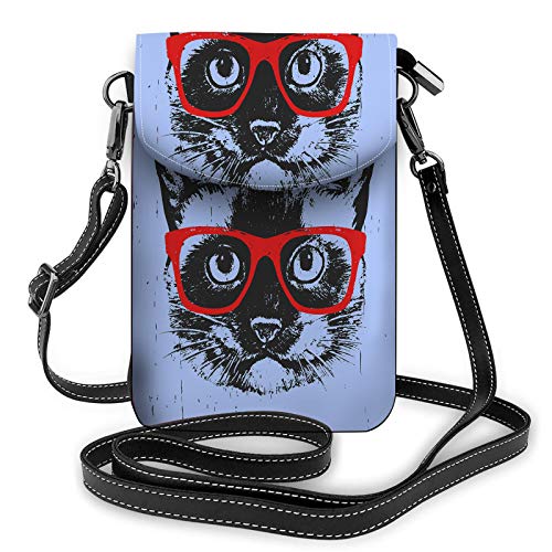 Tiergesicht Crossbody Handy Geldbörse Vintage Wolf Tiger Abstrakt Aztec Carnivore Predator Wild BlackWallet Handtasche von Lawenp