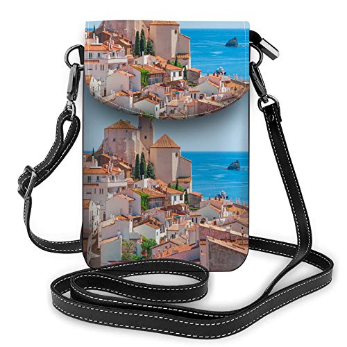 Tiergesicht Crossbody Handy Geldbörse Vintage Wolf Tiger Abstrakt Aztec Carnivore Predator Wild BlackWallet Handtasche von Lawenp