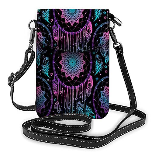 Tiergesicht Crossbody Handy Geldbörse Vintage Wolf Tiger Abstrakt Aztec Carnivore Predator Wild BlackWallet Handtasche von Lawenp