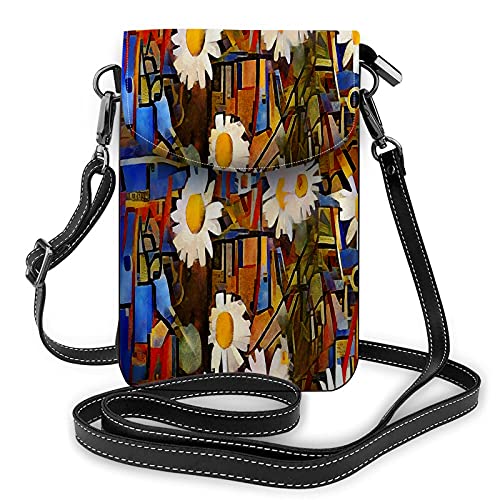 Tiergesicht Crossbody Handy Geldbörse Vintage Wolf Tiger Abstrakt Aztec Carnivore Predator Wild BlackWallet Handtasche von Lawenp