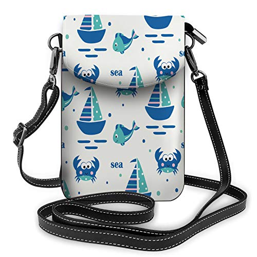 Tiergesicht Crossbody Handy Geldbörse Vintage Wolf Tiger Abstrakt Aztec Carnivore Predator Wild BlackWallet Handtasche von Lawenp