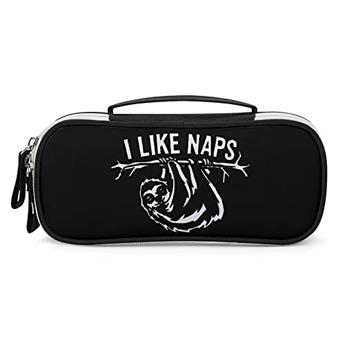 Tragbares Federmäppchen mit Aufschrift „I Like Naps Faultier, Tragetasche, Make-up-Tasche, Handtasche, Geldbörse von Lawenp