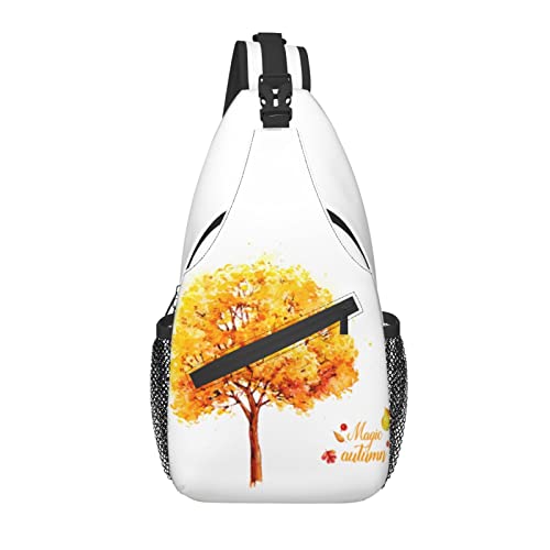 Umhängetasche Aquarell Herbst Baum Herbst Wandern Daypack Crossbody Schulter Rucksack Reise Brusttasche für Männer Frauen von Lawenp