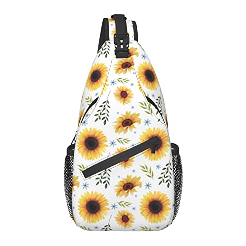 Umhängetasche Aquarell Sonnenblume Botanisch Blumen Wandern Tagesrucksack Umhängetasche Schulterrucksack Reise Brusttasche für Männer Frauen von Lawenp