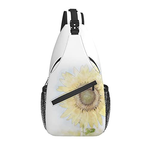 Umhängetasche Aquarell Sonnenblume Weiß Frühlingsblumen Wandern Tagesrucksack Umhängetasche Schulterrucksack Reise Brusttasche für Männer Frauen von Lawenp