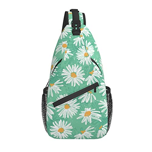 Umhängetasche Gänseblümchen-Blumen-Aquarell-Sommer-Frühlings-Wander-Tagesrucksack Crossbody-Schulter-Rucksack-Reise-Brust-Rucksack für Männer Frauen von Lawenp
