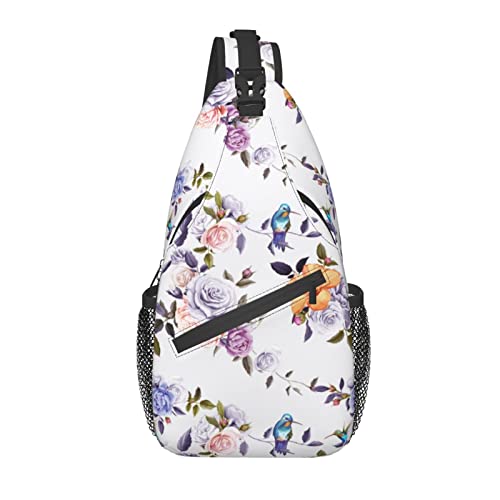Umhängetasche Kolibri Rose Pfingstrose Lila Frühling Wandern Tagesrucksack Umhängetasche Schulterrucksack Reise Brusttasche für Männer Frauen Umhängetasche Kolibri Rose Pfingstrose Lila Frühling Wandern Tagesrucksack Umhängetasche Schulterrucksack Reise Brusttasche für Männer Frauen von Lawenp