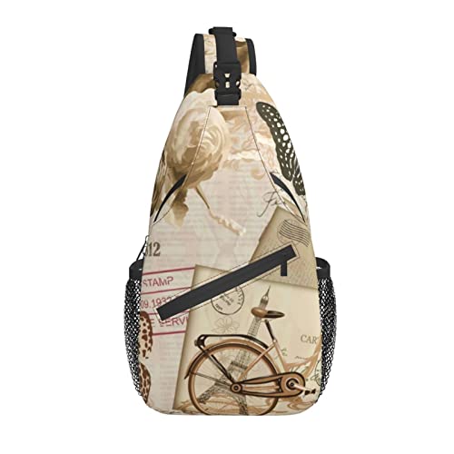 Umhängetasche Retro Schmetterling Rose Blume Fahrrad Wandern Daypack Crossbody Schulter Rucksack Reise Brusttasche für Männer Frauen von Lawenp