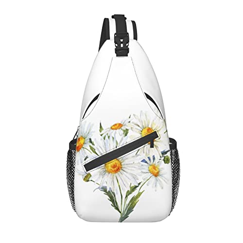 Umhängetasche Vintage Gänseblümchen-Blumen-Botanik-Wander-Tagesrucksack Crossbody-Schulter-Rucksack-Reise-Brusttasche für Männer Frauen von Lawenp