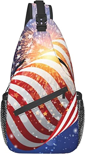 Umhängetasche rot blau weiß amerikanische Flagge Crossbody Schulter Brust Outdoor, Reiserucksack für Damen und Herren von Lawenp