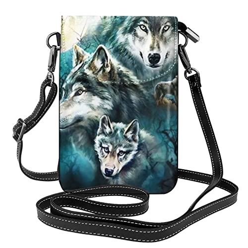 Under Moon Wolf 1 Crossbody Handy Geldbörse Kleine Umhängetasche PU Damen Umhängetasche Umhängetasche Geldbörse von Lawenp