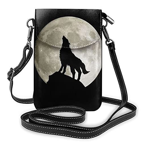 Wolf Howling Moon Handy-Geldbörse Crossbody, Handytasche, Crossbody-Handy-Geldbörse, niedliche Handy-Geldbörsen für Männer und Frauen von Lawenp