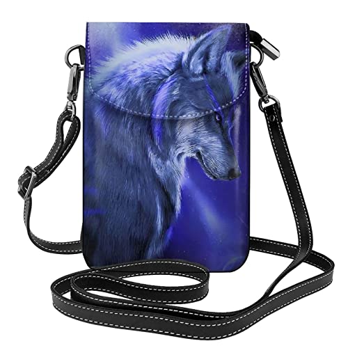 Wolf Starry Sky 7 Umhängetasche Handy Geldbörse Kleine Umhängetasche PU Damen Umhängetasche Umhängetasche Geldbörse von Lawenp