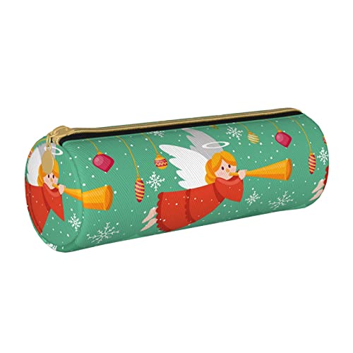 Zylindrisches Federmäppchen aus Leder mit Cartoon-Muster, tragbares Federmäppchen für die College-Schule von Lawenp