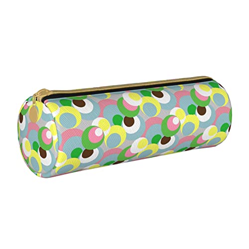 Zylindrisches Federmäppchen aus Leder mit Kreismuster, langlebig, Bleistift-Aufbewahrungstasche, Stifteetui, Schulbedarf von Lawenp