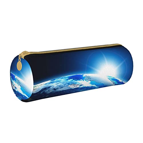 Zylindrisches Federmäppchen aus Leder mit Mond- und Muster, strapazierfähiger Büromaterialbeutel, Aufbewahrungsbox für Schreibwaren von Lawenp