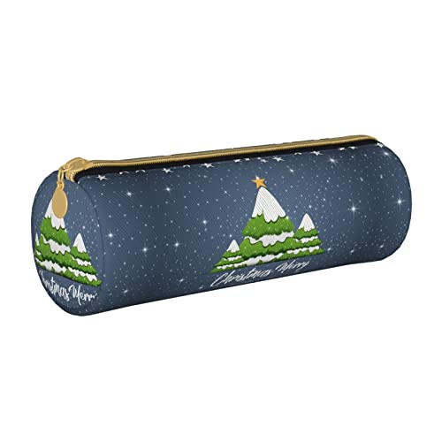 Zylindrisches Federmäppchen aus Leder mit Weihnachtsbäumen, langlebig, Büromaterial, Stiftebeutel, Schulbedarf Zylindrisches Federmäppchen aus Leder mit Weihnachtsbäumen, langlebig, Büromaterial, Stiftebeutel, Schulbedarf von Lawenp