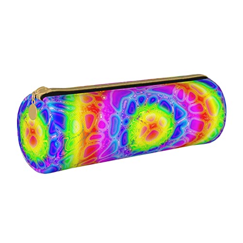 Zylindrisches Federmäppchen aus Leder mit Buntem Muster, tragbarer Büromaterialbeutel, Schreibwarenbox, Schulbedarf von Lawenp