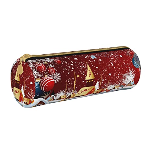 Lawenp Frohe Weihnachten Muster Tragbare Federtasche für die Schule von Lawenp