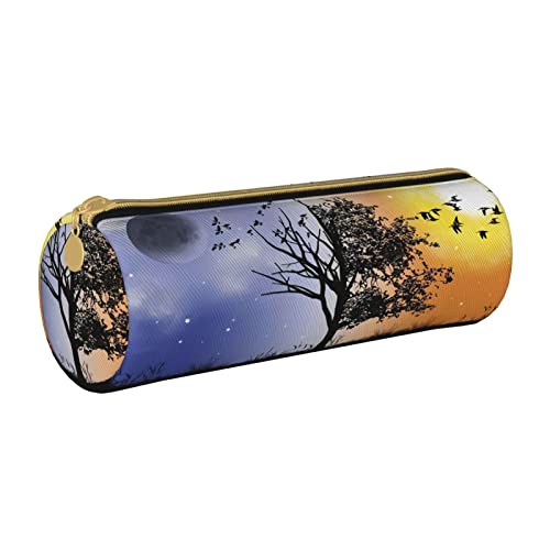 Zylindrisches Federmäppchen aus Leder mit neuartigem Muster, strapazierfähiger Büromaterialbeutel, Aufbewahrungsbox für Schreibwaren von Lawenp