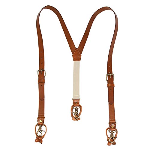1 Zoll Herren Hosenträger 3 in 1 Leder Echt Hosenträger Gummiband mit Clips Knöpfen Karabinerhaken, hellbraun, Large 1 Zoll Herren Hosenträger 3 in 1 Leder Echt Hosenträger Gummiband mit Clips Knöpfen Karabinerhaken, hellbraun, Large von Lawevan