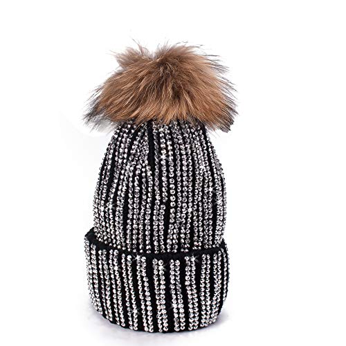 Lawliet A391 Damen Skimütze mit Strasssteinbesatz Gr. Einheitsgröße, Schwarz von Lawliet